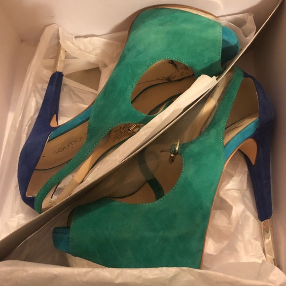 STUNNING suede pumps blue and green - Picture 2 of 7